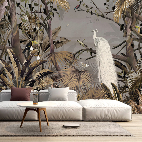 Papier peint panoramique - Forêt Tropicale Oiseaux