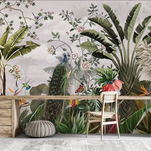 Papier peint panoramique - Forêt Tropicale Oiseaux