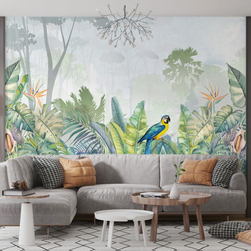 Papier peint panoramique - Forêt Tropicale Perroquet
