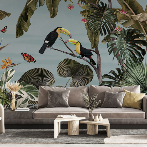 Papier peint panoramique - Forêt Tropicale Toucans