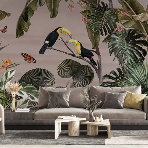 Papier peint panoramique - Forêt Tropicale Toucans