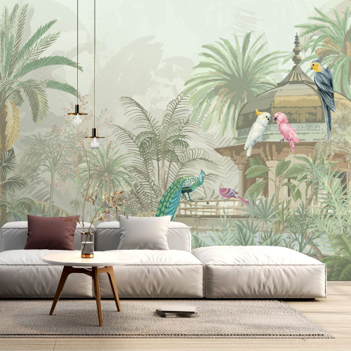 Papier peint panoramique - Jardin Oiseaux