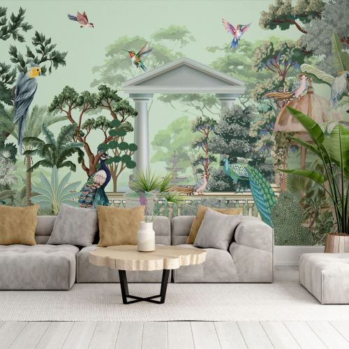 Papier peint panoramique - Jardin Oiseaux