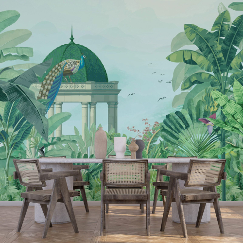Papier peint panoramique - Jardin Oiseaux