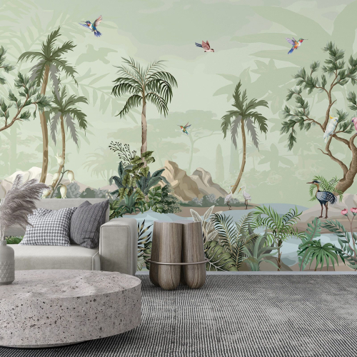 Papier peint panoramique - Jardin Oiseaux
