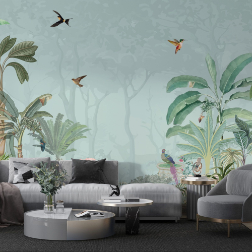 Papier peint panoramique - Jardin Oiseaux