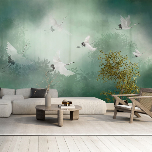 Papier peint panoramique - Jardin Oiseaux