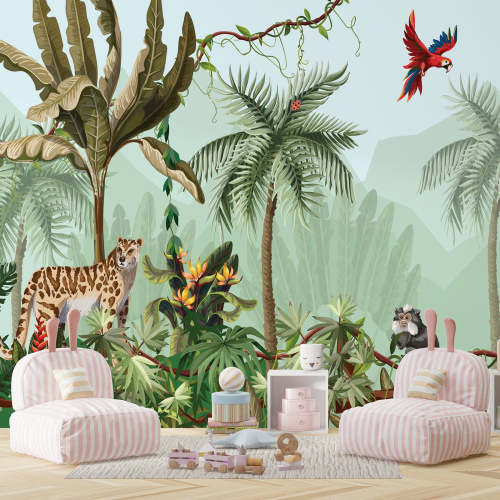 Papier peint panoramique - Jungle Animaux