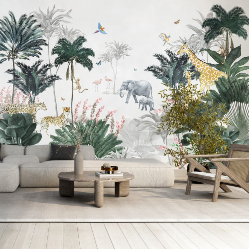 Papier peint panoramique - Jungle Animaux