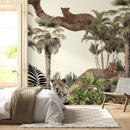 Papier peint panoramique - Jungle Léopards