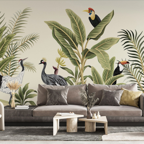 Papier peint panoramique - Jungle Oiseaux