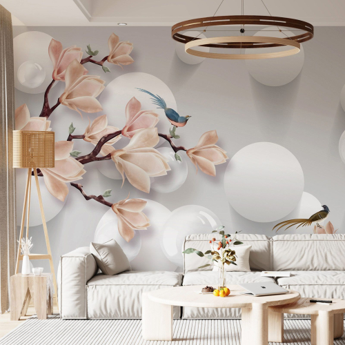 Papier peint panoramique - Magnolias Effet 3D