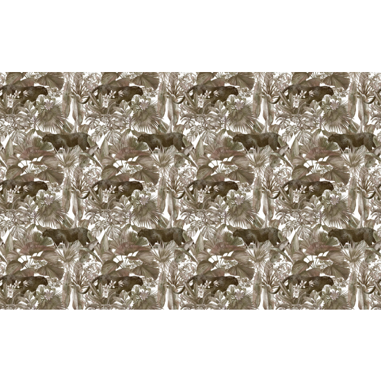 Papier peint panoramique - Motif Feuilles Panthères noires