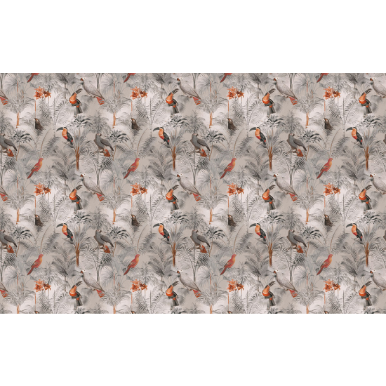 Papier peint panoramique - Motif Fleurs Oiseaux