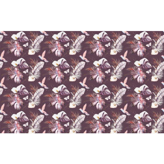 Papier peint panoramique - Motif Fleurs Oiseaux