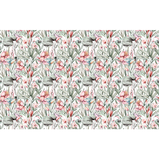 Papier peint panoramique - Motif Fleurs tropicales