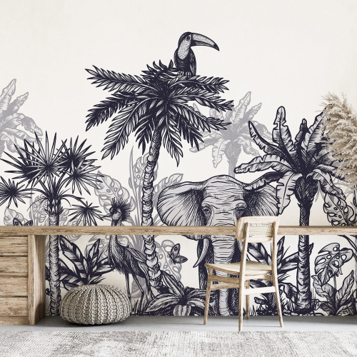Papier peint panoramique - Papier peint - Animaux de la Jungle