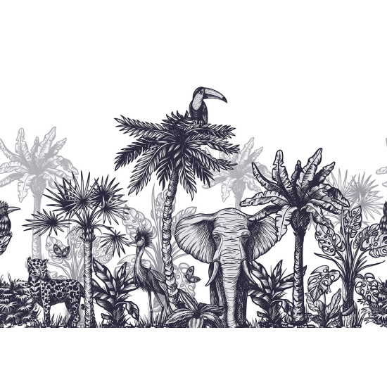 Papier peint panoramique - Papier peint - Animaux de la Jungle
