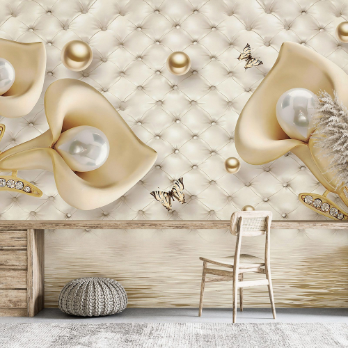 Papier peint panoramique - Perles 3D