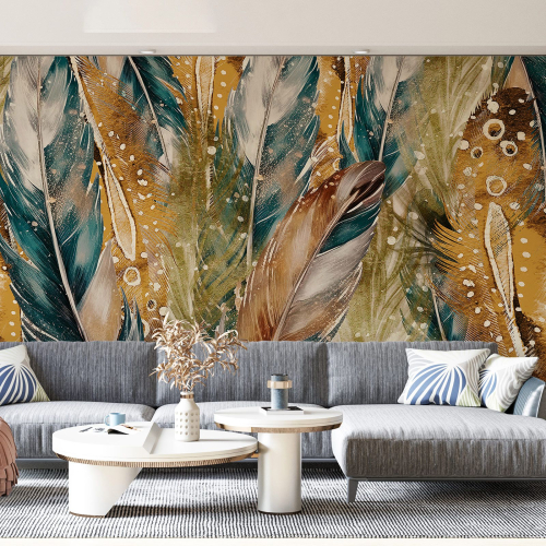 Papier peint panoramique - Plumes Design
