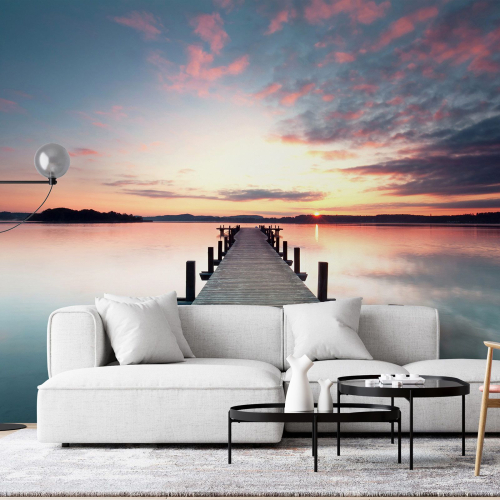Papier peint panoramique - Ponton Couché de soleil