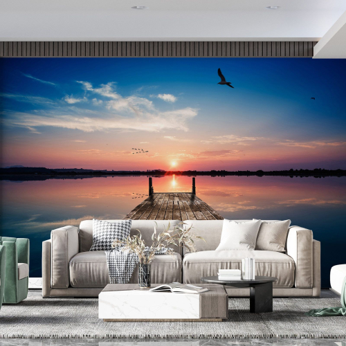Papier peint panoramique - Ponton Couché de soleil