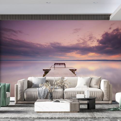 Papier peint panoramique - Ponton Couché de soleil
