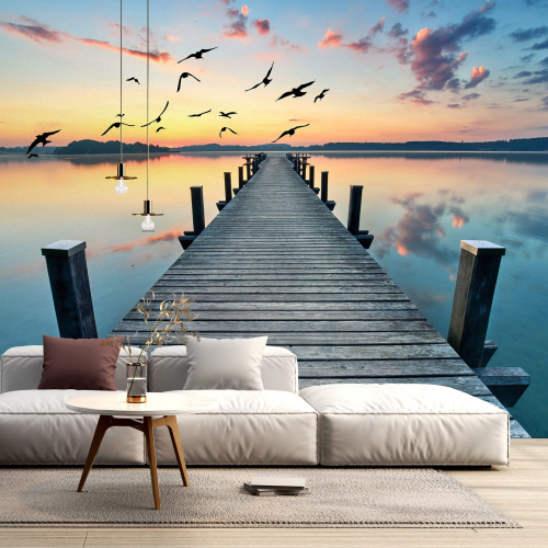 Papier peint panoramique - Ponton Couché de soleil