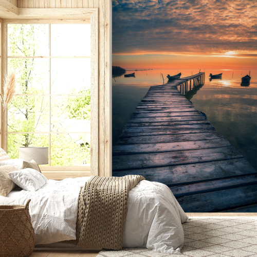 Papier peint panoramique - Ponton Couché de soleil