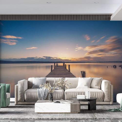 Papier peint panoramique - Ponton Couché de soleil