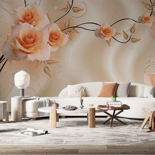 Papier peint panoramique - Roses 3D