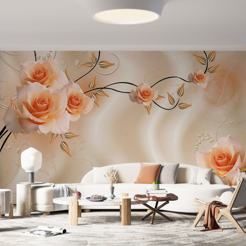 Papier peint panoramique - Roses 3D