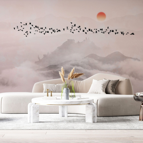 Papier peint panoramique - Soleil Oiseaux
