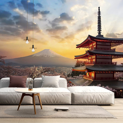 Papier peint panoramique - Temple Japonais Fuji