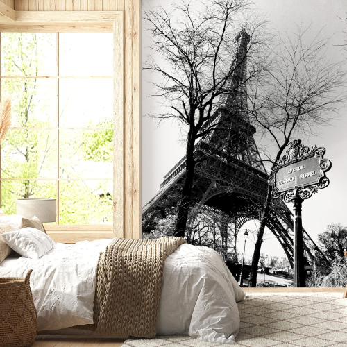 Papier peint panoramique - Tour Eiffel Noir et Blanc