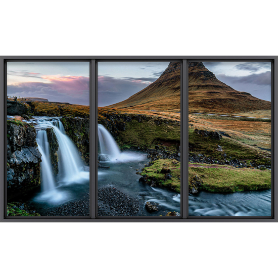 Papier peint panoramique Trompe l'œil baie vitrée - Cascades
