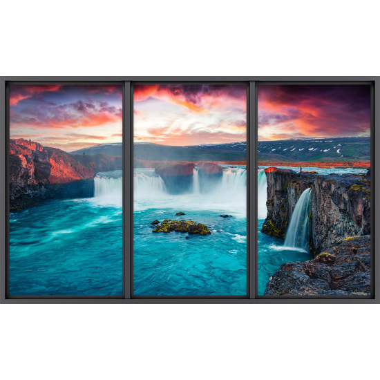 Papier peint panoramique Trompe l'œil baie vitrée - Falaises