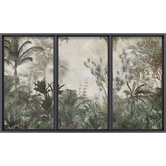 Papier peint panoramique Trompe l'œil baie vitrée - Jungle