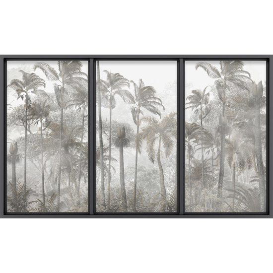 Papier peint panoramique Trompe l'œil baie vitrée - Jungle