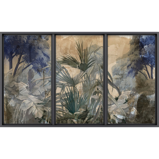 Papier peint panoramique Trompe l'œil baie vitrée - Jungle