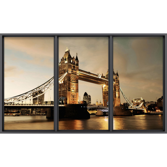 Papier peint panoramique Trompe l'œil baie vitrée - Londres