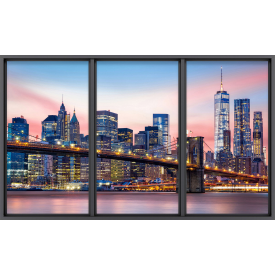 Papier peint panoramique Trompe l'œil baie vitrée - New york