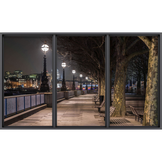 Papier peint panoramique Trompe l'œil baie vitrée - Paris