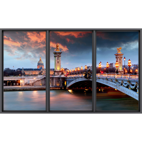 Papier peint panoramique Trompe l'œil baie vitrée - Paris