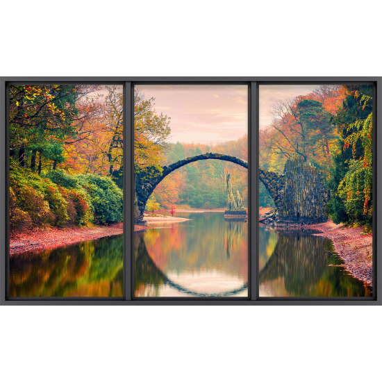 Papier peint panoramique Trompe l'œil baie vitrée - Pont du Diable - 291