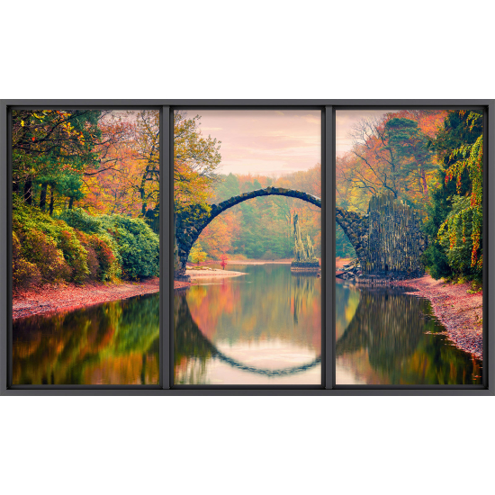 Papier peint panoramique Trompe l'œil baie vitrée - Pont du Diable