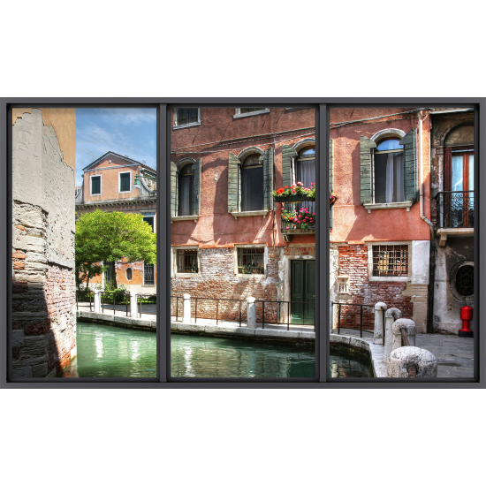 Papier peint panoramique Trompe l'œil baie vitrée - Venise