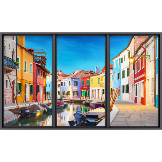 Papier peint panoramique Trompe l'œil baie vitrée - Venise