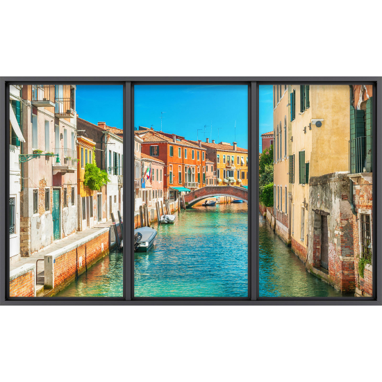 Papier peint panoramique Trompe l'œil baie vitrée - Venise