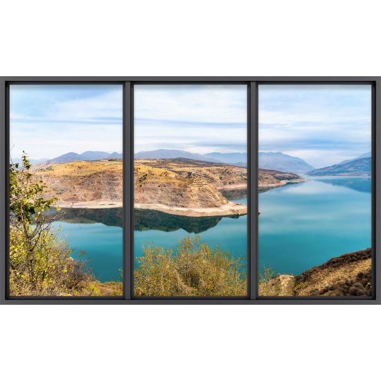 Papier peint panoramique Trompe l'œil baie vitrée - Vue lac
